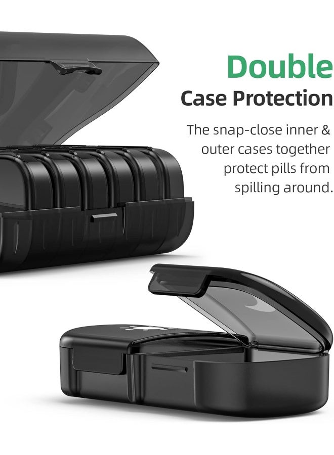 PULIV Extra Large Weekly Pill Organizer 2 Times A Day, One-Side Open Pill Box 7 Day For Easy Filling, Black Privacy Protection Am Pm Pill Case For Vitamins, Medication, Supplements, Fish Oils - Image 5